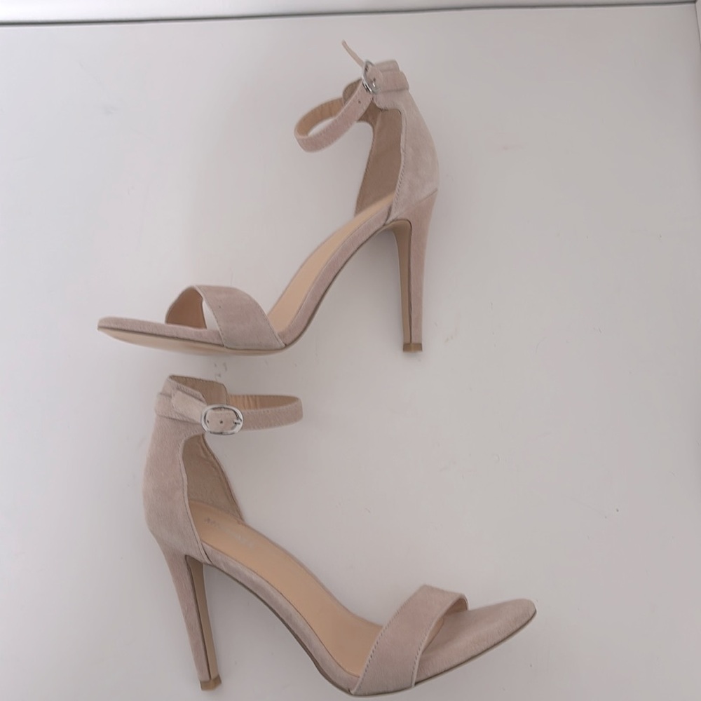 Michael Kors Heels 10 Samantha Nude Suede Ankle Strap Quiet Luxury Romantic Glam - Picture 7 of 13